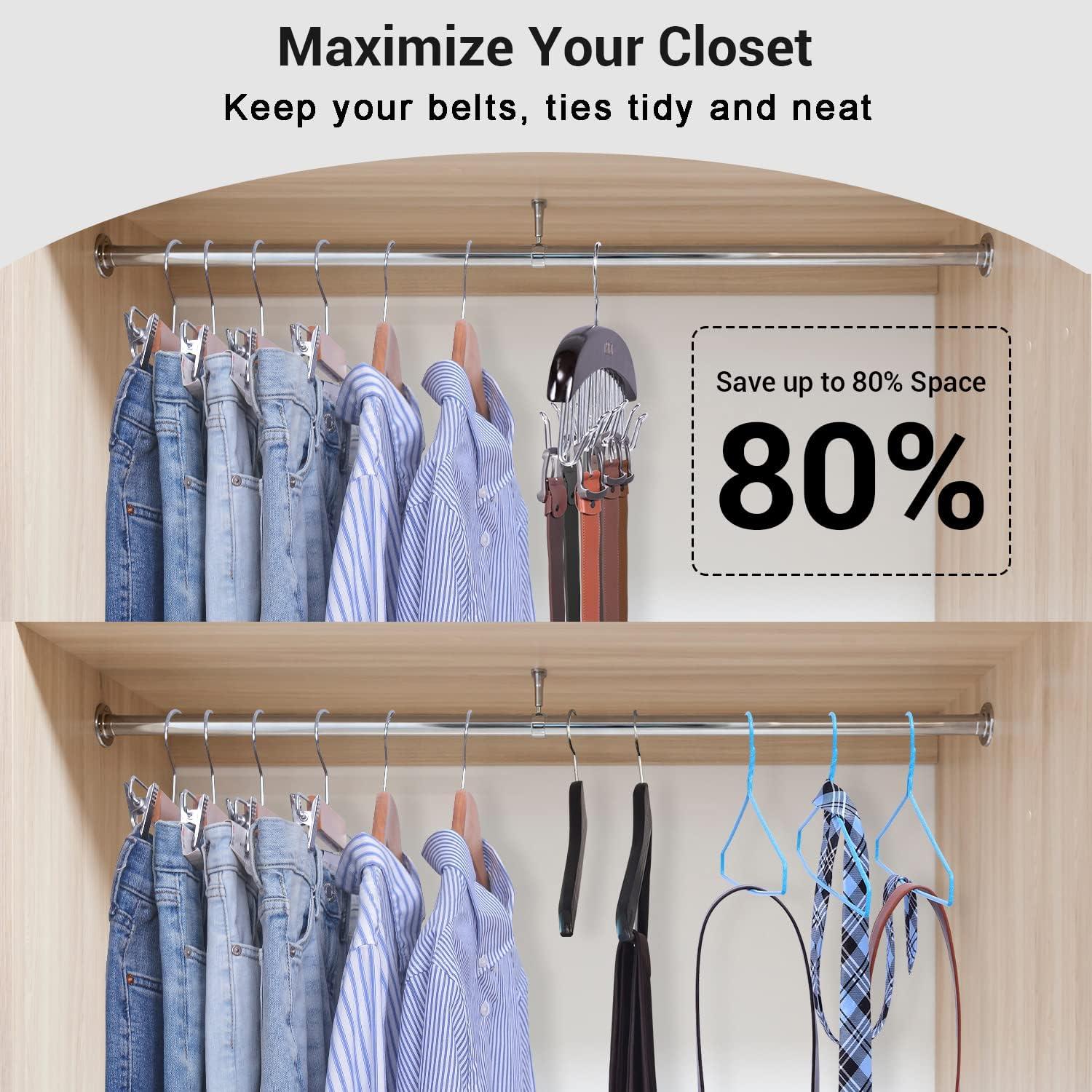 imageBelt Hanger Organizer for Closet Ohuhu 12 Hooks Max 36 Belts Tie Rack Wooden Belt Holder for Storage 360 Degree Rotating Space Saver Organizer for Men Women Belt Tie Scarf AccessoriesBurlywoodWalnut