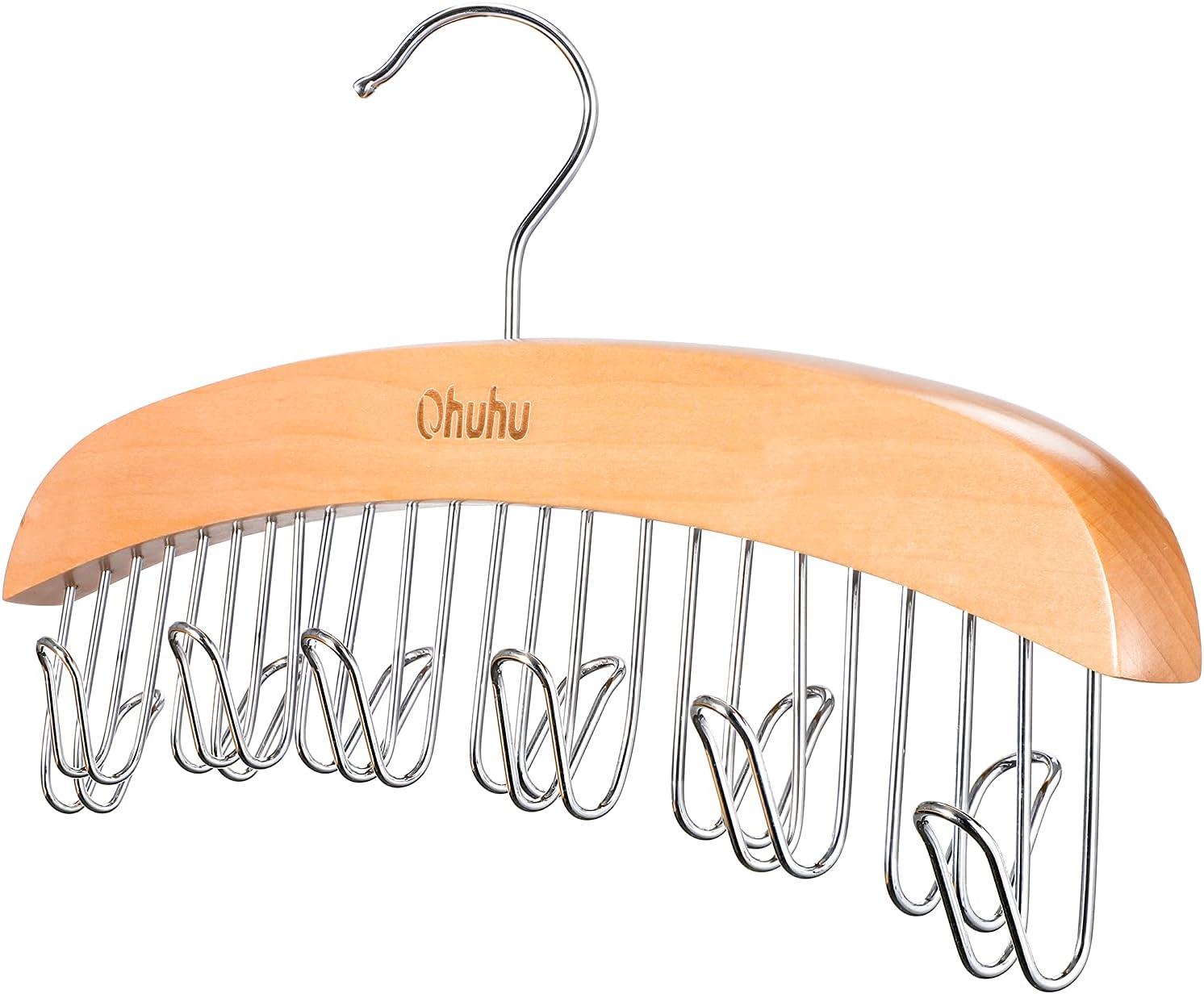 imageBelt Hanger Organizer for Closet Ohuhu 12 Hooks Max 36 Belts Tie Rack Wooden Belt Holder for Storage 360 Degree Rotating Space Saver Organizer for Men Women Belt Tie Scarf AccessoriesBurlywoodBurlywood