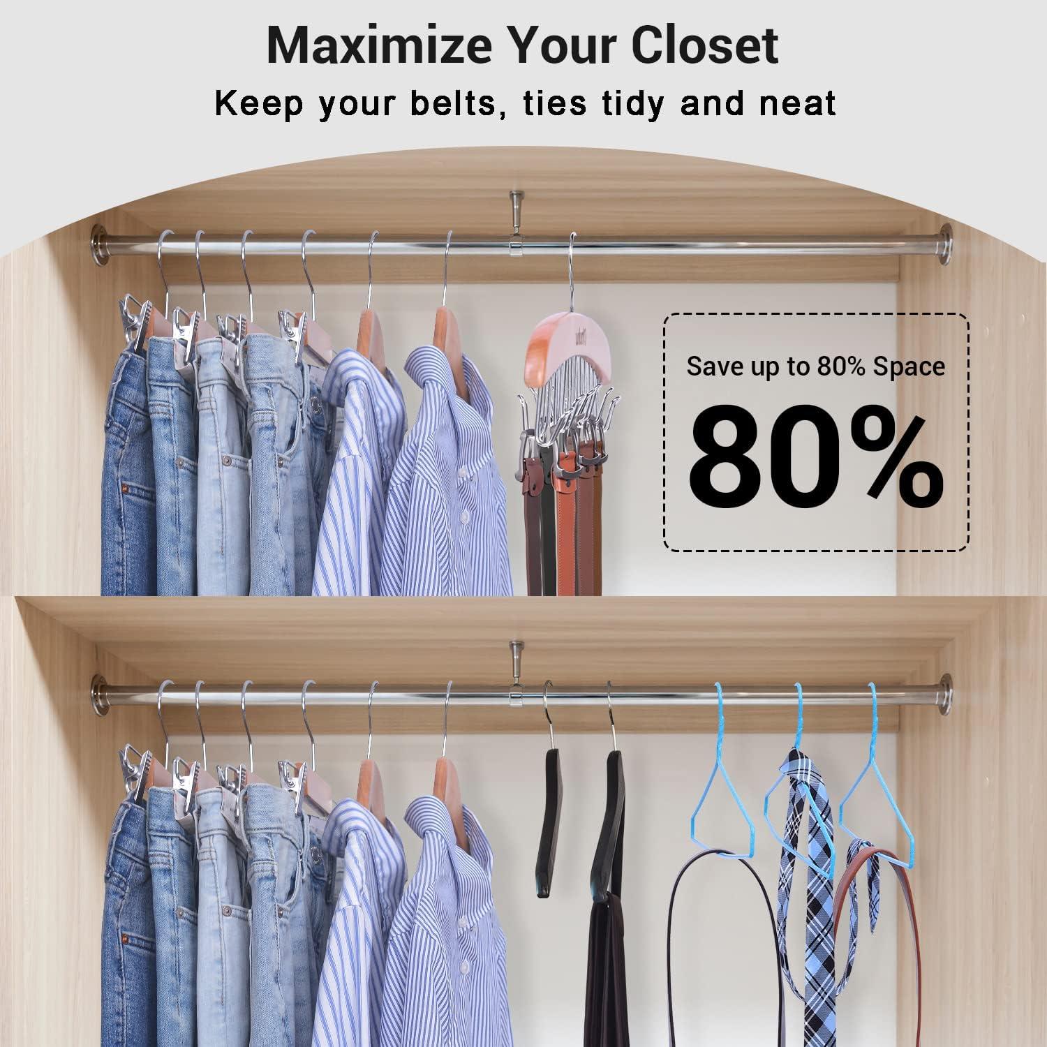 imageBelt Hanger Organizer for Closet Ohuhu 12 Hooks Max 36 Belts Tie Rack Wooden Belt Holder for Storage 360 Degree Rotating Space Saver Organizer for Men Women Belt Tie Scarf AccessoriesBurlywoodBurlywood