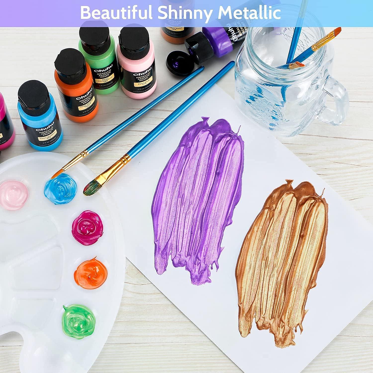 imageOhuhu 36 Colors Oil Paint Tubes 12ML 24 Metallic Acrylic Paints Bottle 59ML