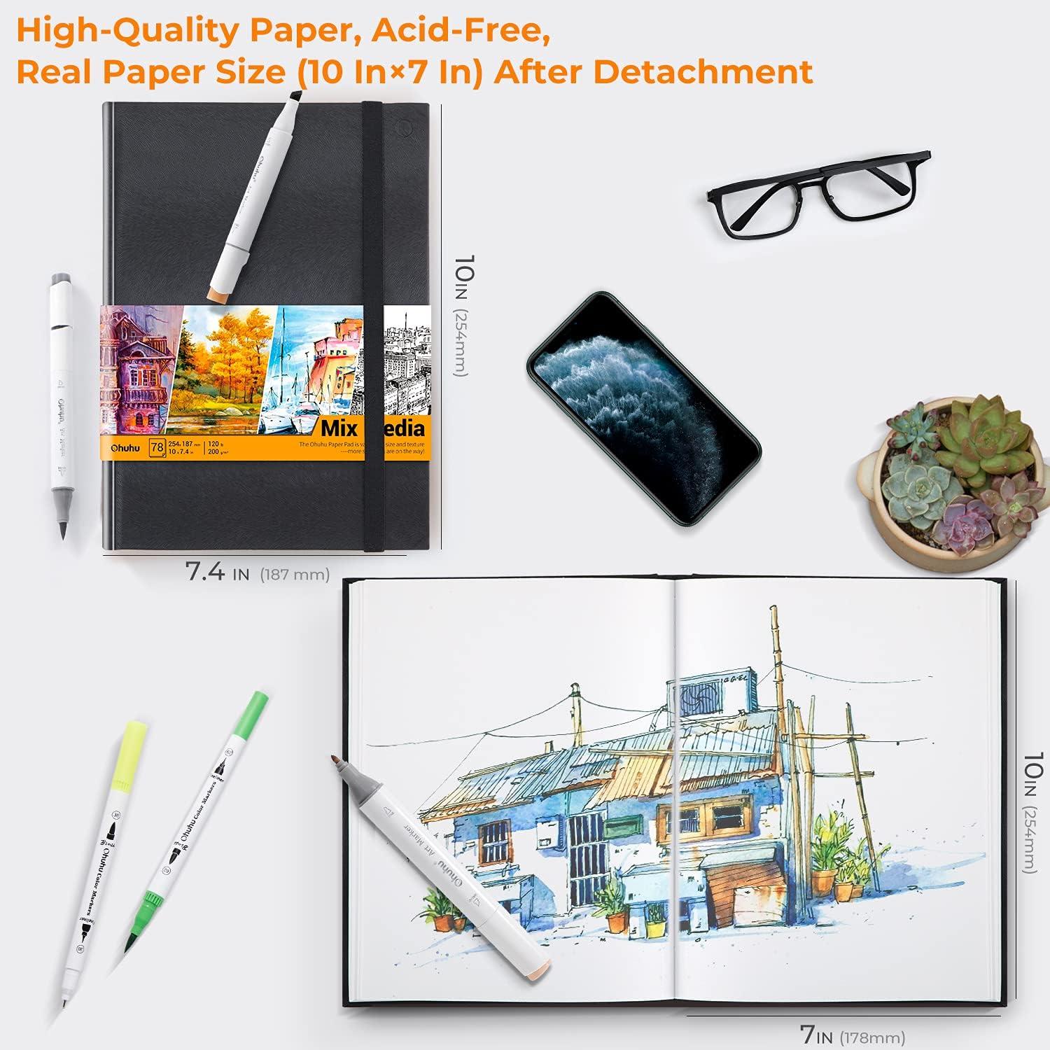 imageOhuhu 60 Coloring Markers amp Mix Media Pad