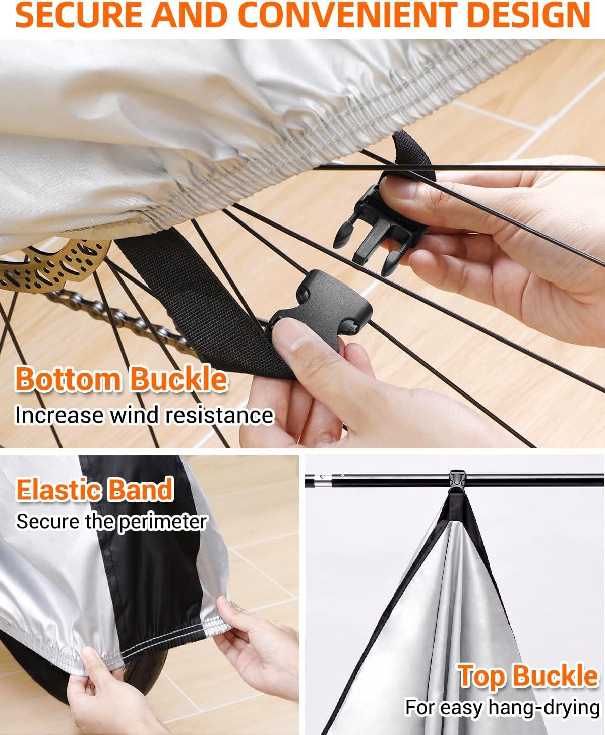 imageOhuhu Bike Cover Waterproof Outdoor Storage Bicycle Covers with Lock Hole for Mountain and Road Bikes Rain Sun Wind UV Proof