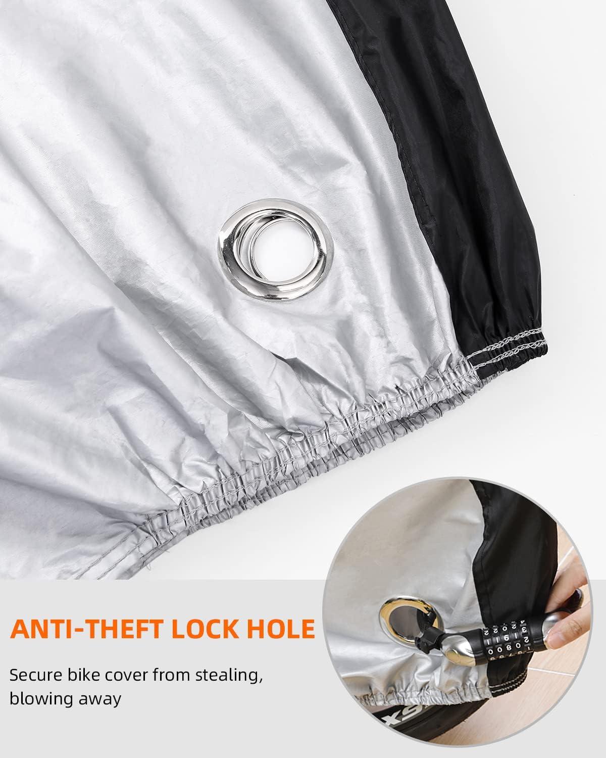 imageOhuhu Bike Cover Waterproof Outdoor Storage Bicycle Covers with Lock Hole for Mountain and Road Bikes Rain Sun Wind UV Proof