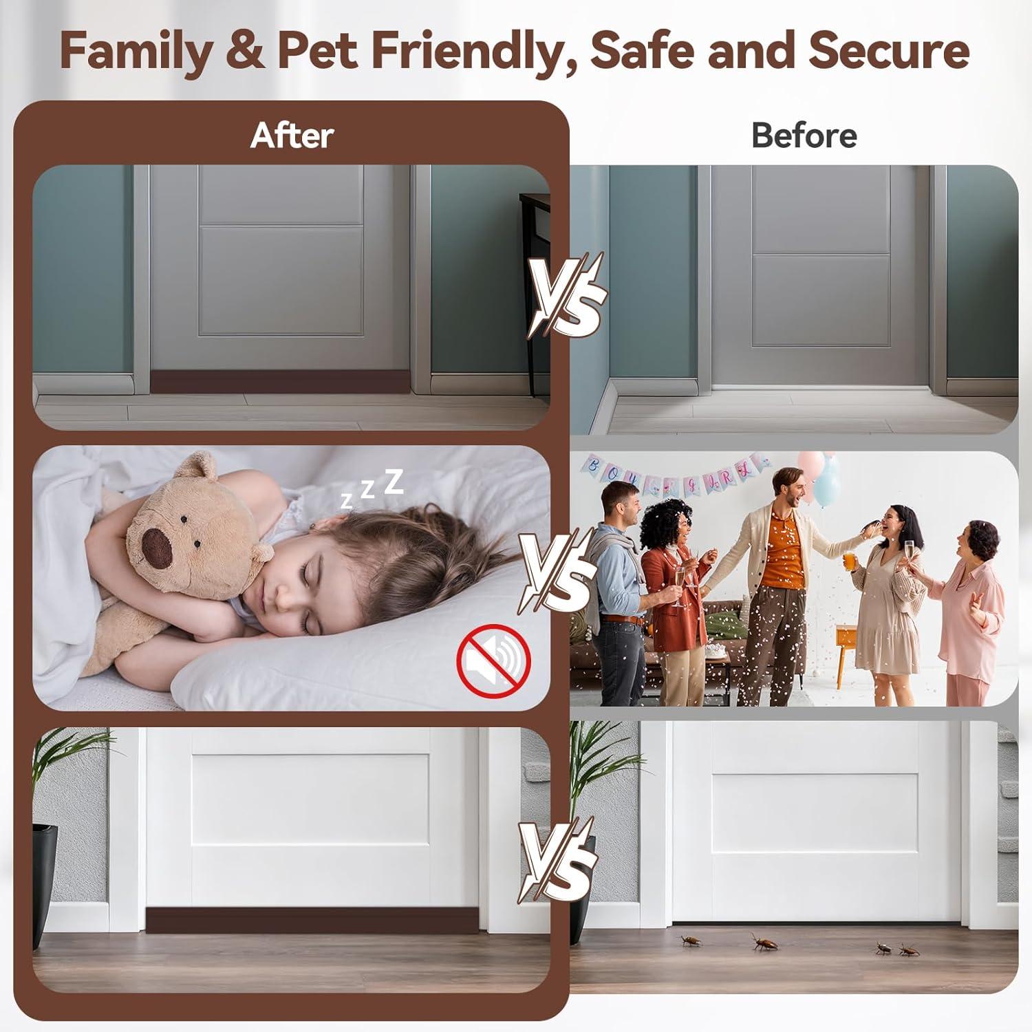 imageOhuhu Door Draft Stopper Weather StripUnder Door Draft Blocker Door Sweep Seal Strip for Exterior Interior DoorsCold Winter Door Gap Filler Bottom Noise Block Draft Guard Insulator 39 L x2 W BlackBrown