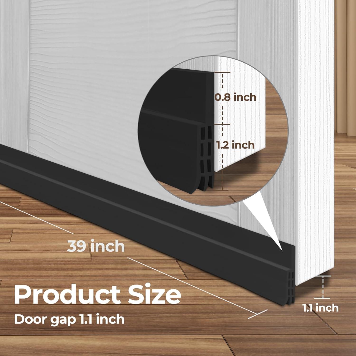 imageOhuhu Door Draft Stopper Weather StripUnder Door Draft Blocker Door Sweep Seal Strip for Exterior Interior DoorsCold Winter Door Gap Filler Bottom Noise Block Draft Guard Insulator 39 L x2 W BlackBlack