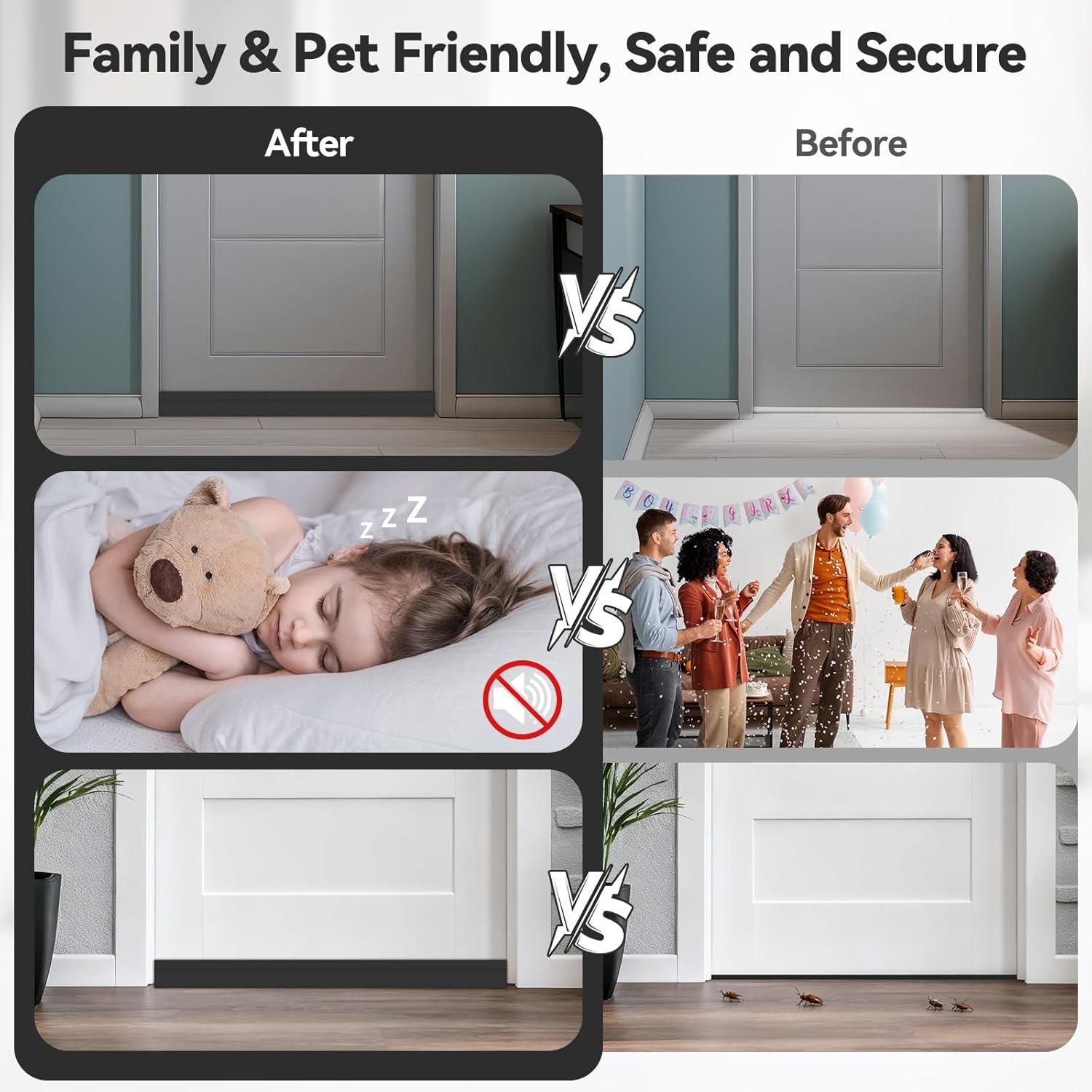 imageOhuhu Door Draft Stopper Weather StripUnder Door Draft Blocker Door Sweep Seal Strip for Exterior Interior DoorsCold Winter Door Gap Filler Bottom Noise Block Draft Guard Insulator 39 L x2 W BlackBlack