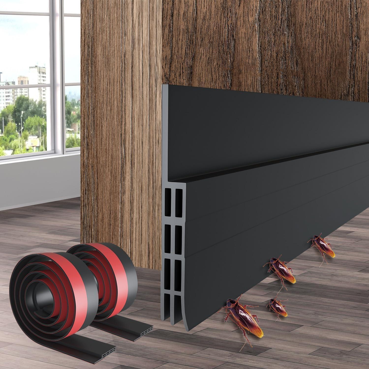 imageOhuhu Door Draft Stopper Weather StripUnder Door Draft Blocker Door Sweep Seal Strip for Exterior Interior DoorsCold Winter Door Gap Filler Bottom Noise Block Draft Guard Insulator 39 L x2 W BlackBlack