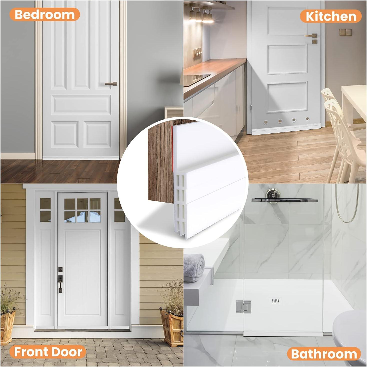 imageOhuhu Door Draft Stopper Weather StripUnder Door Draft Blocker Door Sweep Seal Strip for Exterior Interior DoorsCold Winter Door Gap Filler Bottom Noise Block Draft Guard Insulator 39 L x2 W BlackWhite