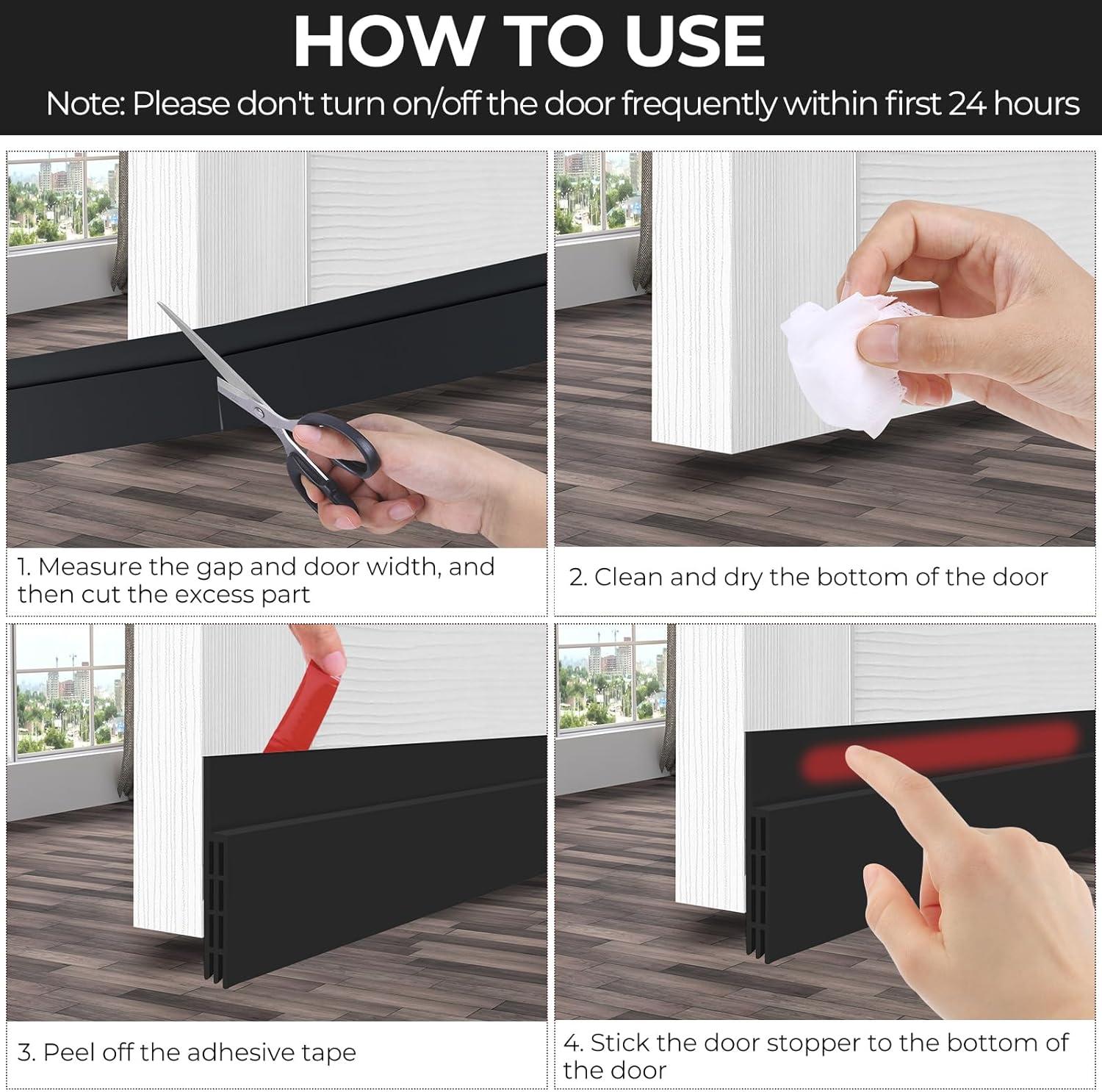 imageOhuhu Door Draft Stopper Weather StripUnder Door Draft Blocker Door Sweep Seal Strip for Exterior Interior DoorsCold Winter Door Gap Filler Bottom Noise Block Draft Guard Insulator 39 L x2 W BlackBlack