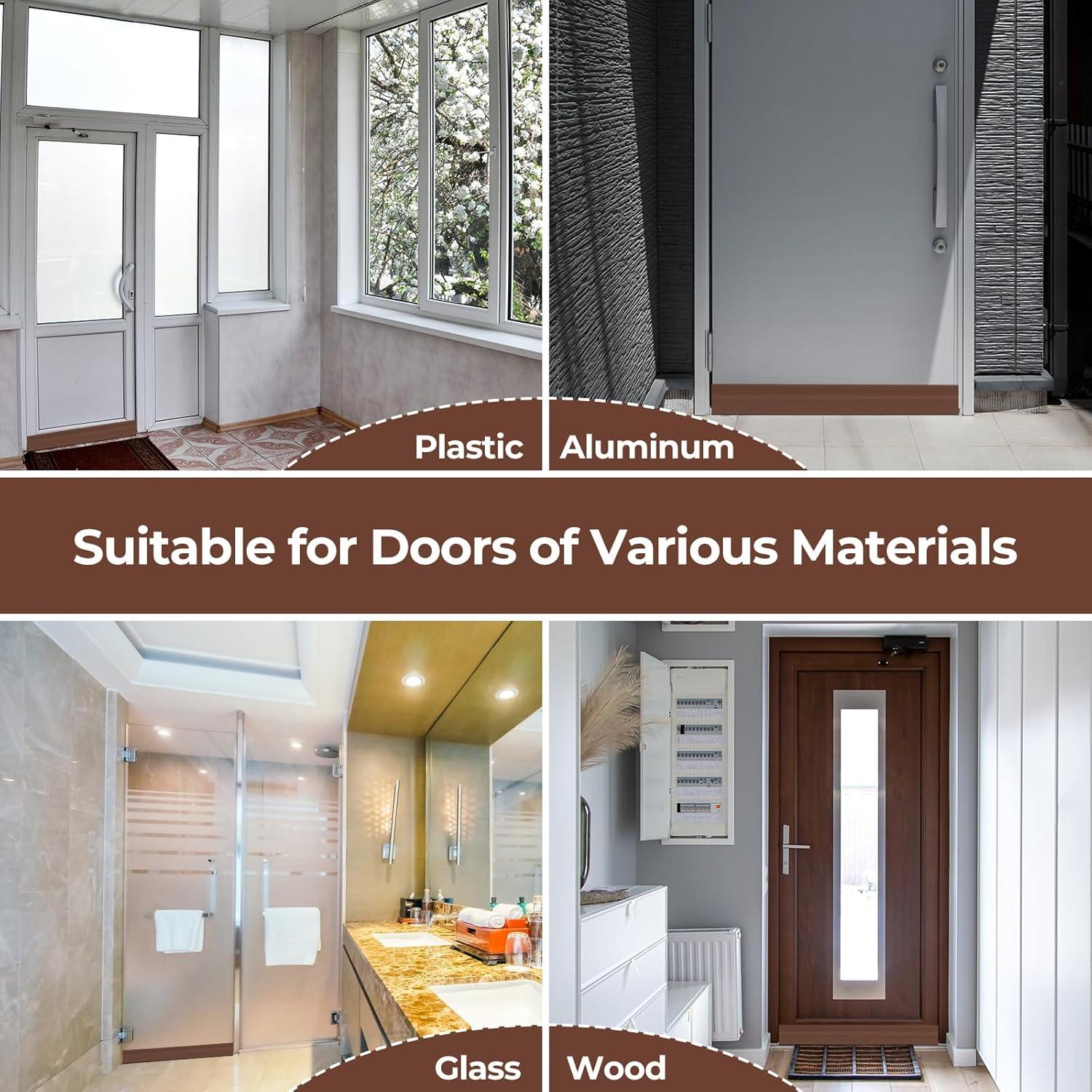 imageOhuhu Door Draft Stopper Weather StripUnder Door Draft Blocker Door Sweep Seal Strip for Exterior Interior DoorsCold Winter Door Gap Filler Bottom Noise Block Draft Guard Insulator 39 L x2 W BlackBrown