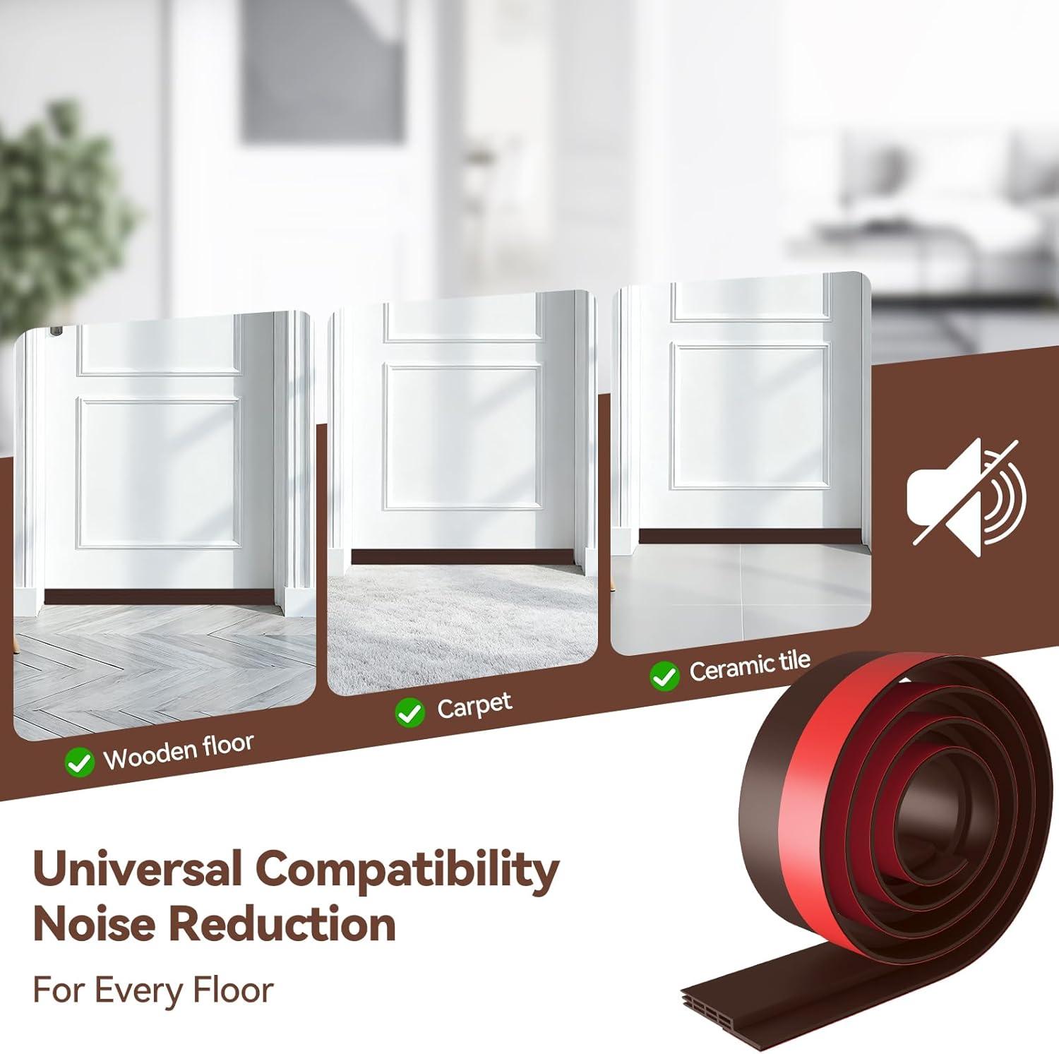 imageOhuhu Door Draft Stopper Weather StripUnder Door Draft Blocker Door Sweep Seal Strip for Exterior Interior DoorsCold Winter Door Gap Filler Bottom Noise Block Draft Guard Insulator 39 L x2 W BlackBrown