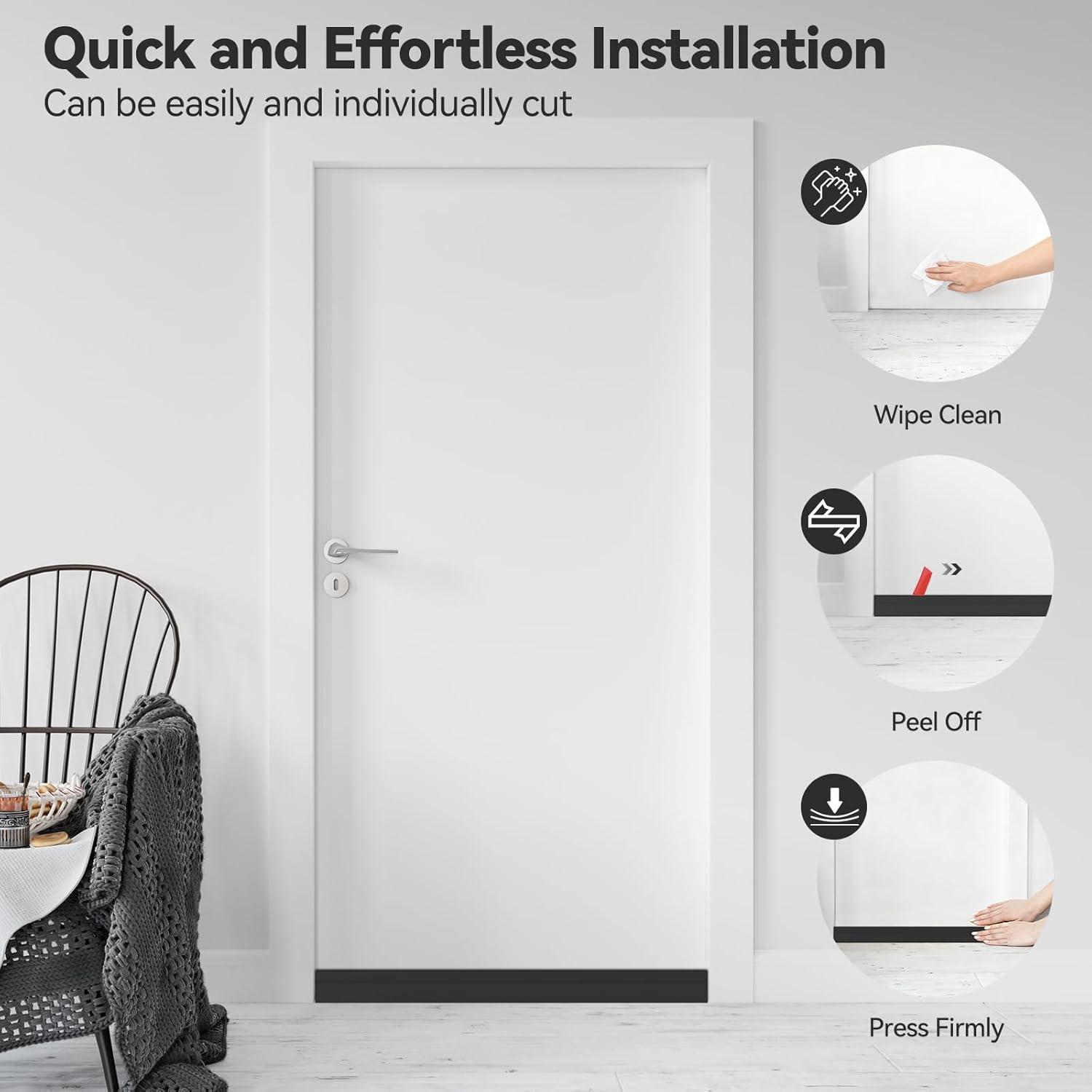 imageOhuhu Door Draft Stopper Weather StripUnder Door Draft Blocker Door Sweep Seal Strip for Exterior Interior DoorsCold Winter Door Gap Filler Bottom Noise Block Draft Guard Insulator 39 L x2 W BlackBlack