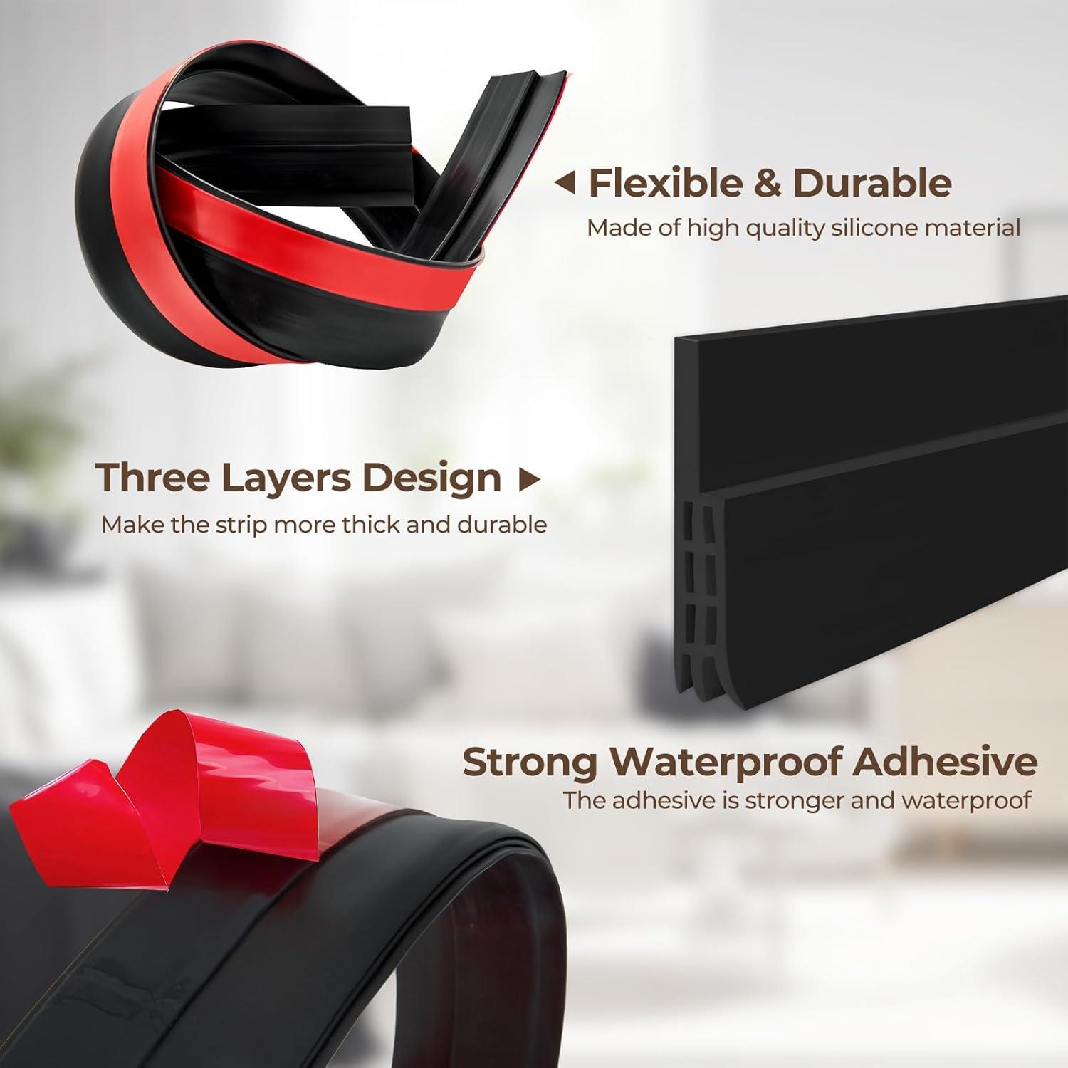 imageOhuhu Door Draft Stopper Weather StripUnder Door Draft Blocker Door Sweep Seal Strip for Exterior Interior DoorsCold Winter Door Gap Filler Bottom Noise Block Draft Guard Insulator 39 L x2 W BlackBlack