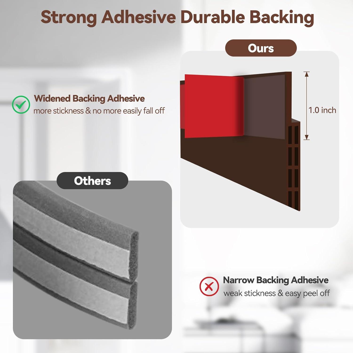 imageOhuhu Door Draft Stopper Weather StripUnder Door Draft Blocker Door Sweep Seal Strip for Exterior Interior DoorsCold Winter Door Gap Filler Bottom Noise Block Draft Guard Insulator 39 L x2 W BlackBrown