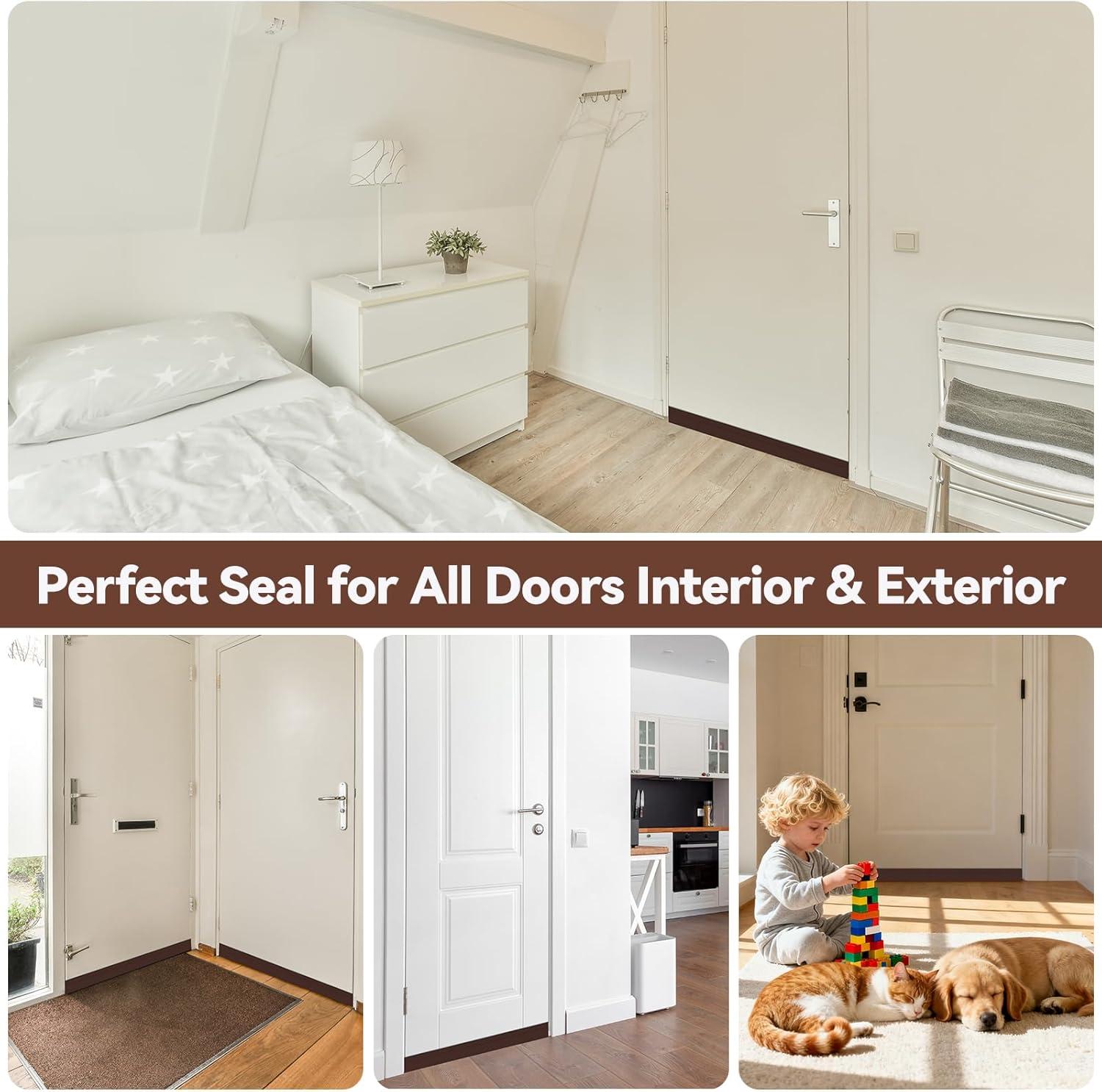 imageOhuhu Door Draft Stopper Weather StripUnder Door Draft Blocker Door Sweep Seal Strip for Exterior Interior DoorsCold Winter Door Gap Filler Bottom Noise Block Draft Guard Insulator 39 L x2 W BlackBrown