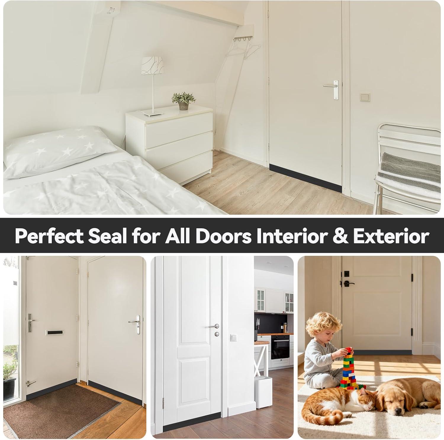 imageOhuhu Door Draft Stopper Weather StripUnder Door Draft Blocker Door Sweep Seal Strip for Exterior Interior DoorsCold Winter Door Gap Filler Bottom Noise Block Draft Guard Insulator 39 L x2 W BlackBlack