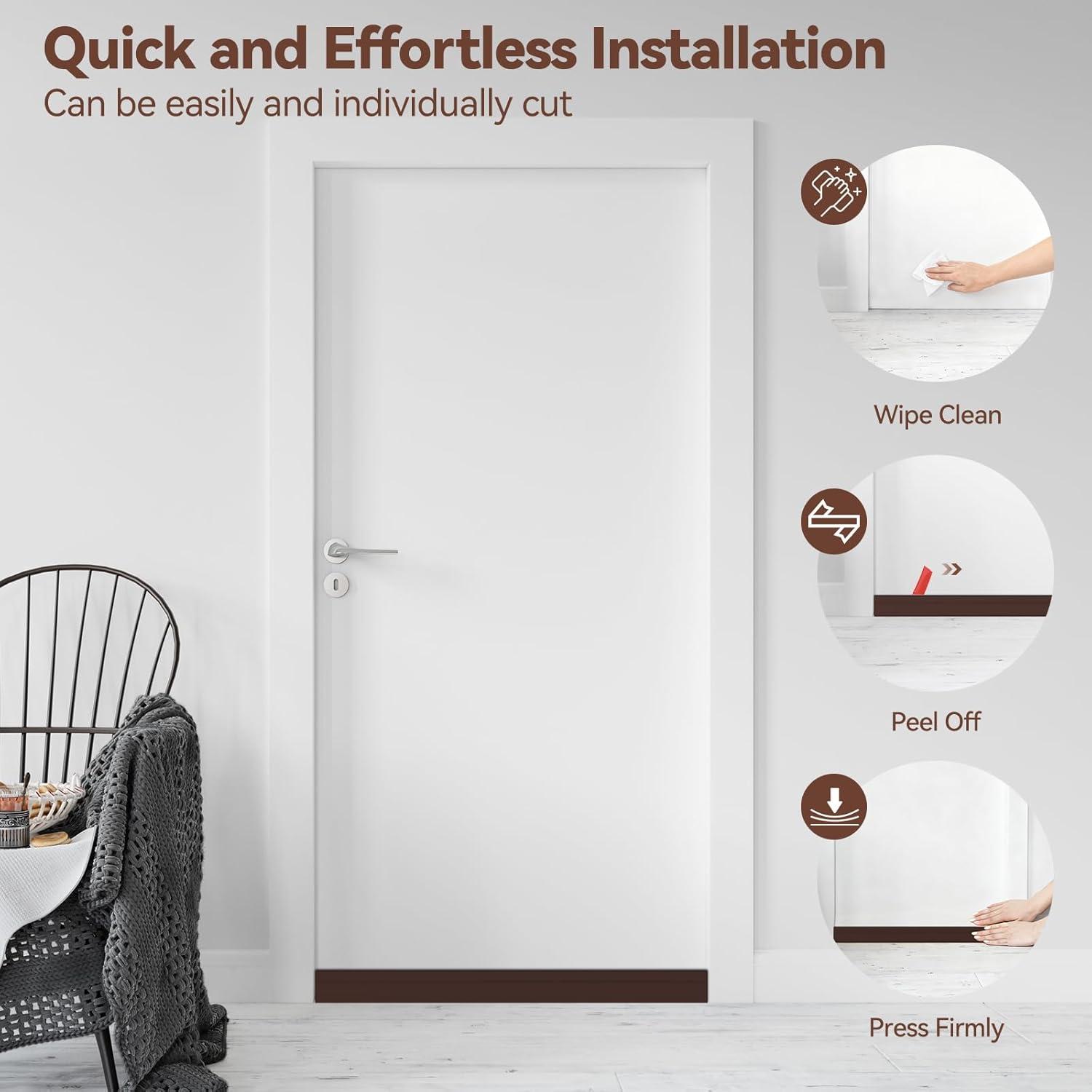 imageOhuhu Door Draft Stopper Weather StripUnder Door Draft Blocker Door Sweep Seal Strip for Exterior Interior DoorsCold Winter Door Gap Filler Bottom Noise Block Draft Guard Insulator 39 L x2 W BlackBrown