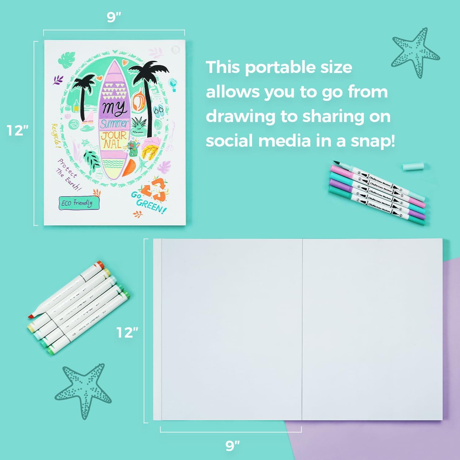 imageOhuhu DoubleSided Marker Pad Art Sketchbook Bleedproof 9x12 Large Paper Size 90 lb150 gsm Smooth Drawing Paper 60 Sheets120 Pages GlueBound Sketching Book for Alcohol Markers