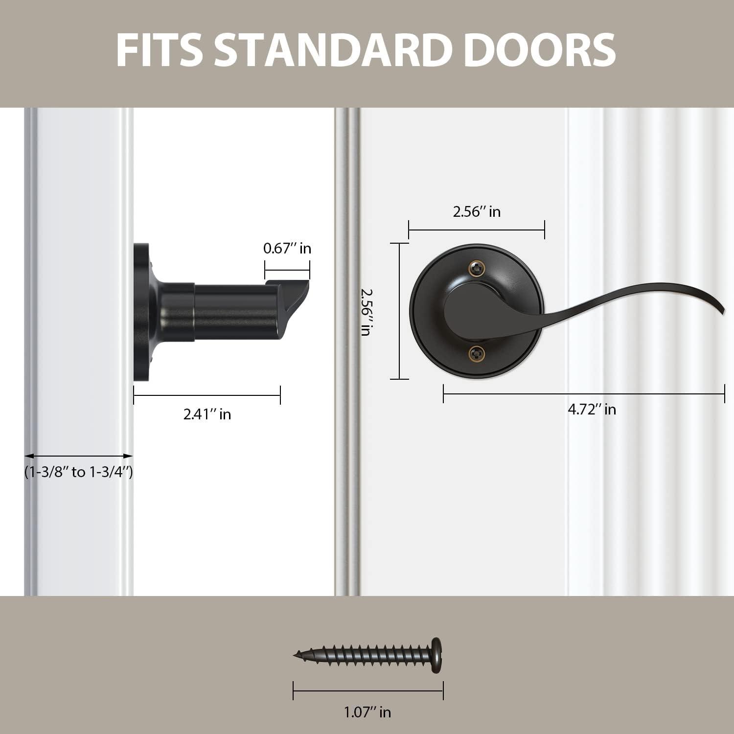 imageOhuhu Dummy Door Handles Black Door Handle Dummy Door Knob French Closet Door Handle Lever Single Side NonTurning Wave Style LeftRight Hand Satin Zinc Matte Finish Laundry Room Hallway Pantry4 Pack