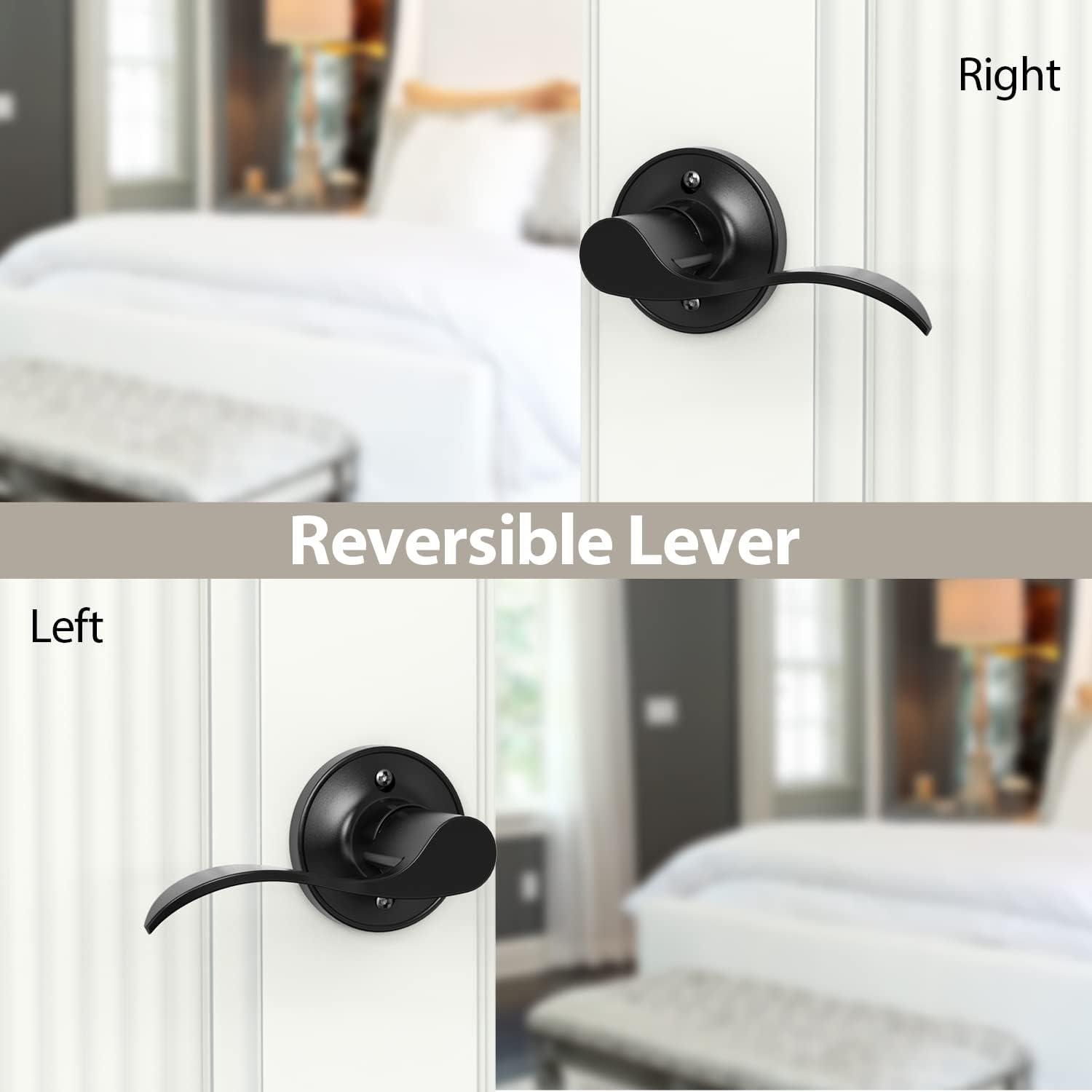 imageOhuhu Dummy Door Handles Black Door Handle Dummy Door Knob French Closet Door Handle Lever Single Side NonTurning Wave Style LeftRight Hand Satin Zinc Matte Finish Laundry Room Hallway Pantry4 Pack