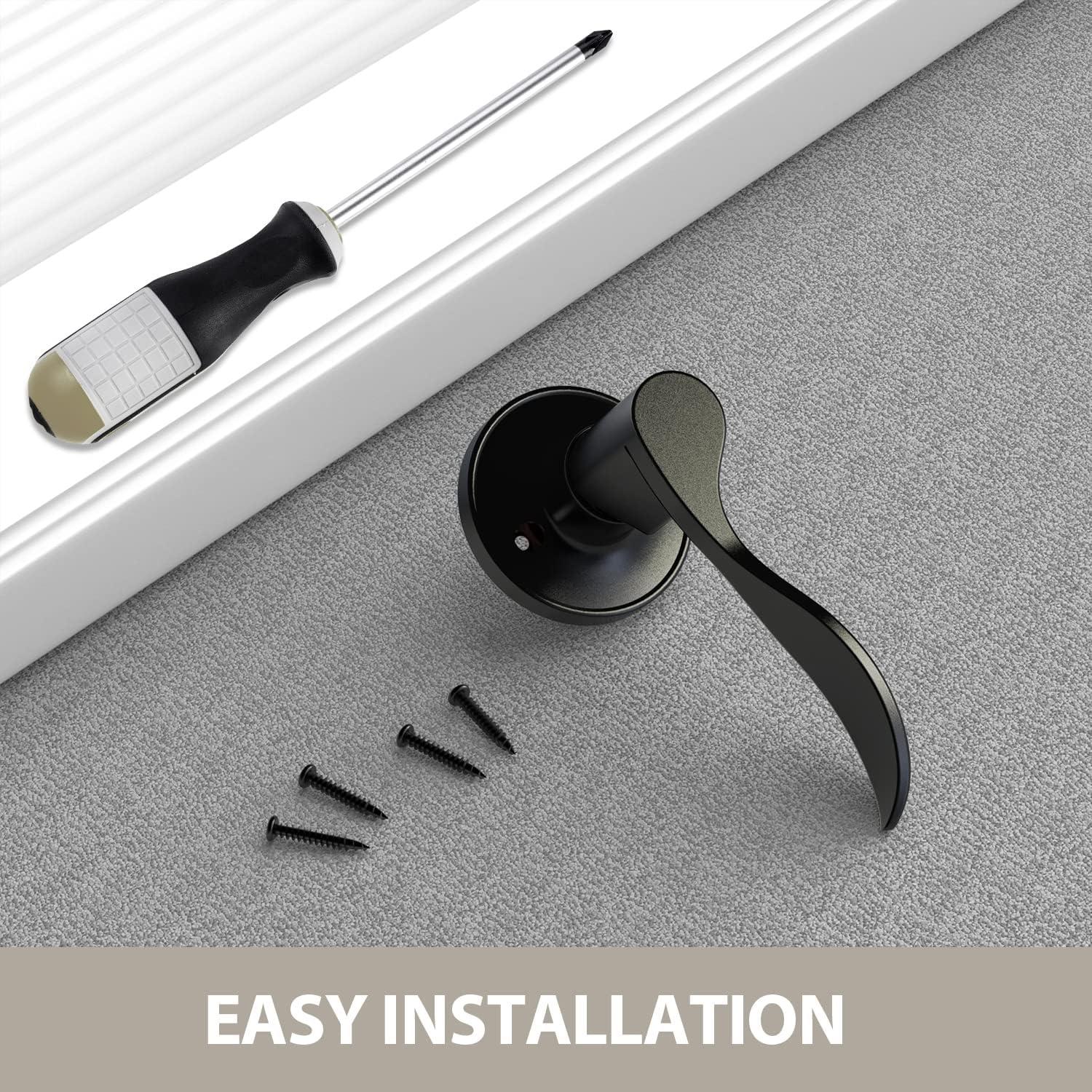 imageOhuhu Dummy Door Handles Black Door Handle Dummy Door Knob French Closet Door Handle Lever Single Side NonTurning Wave Style LeftRight Hand Satin Zinc Matte Finish Laundry Room Hallway Pantry4 Pack