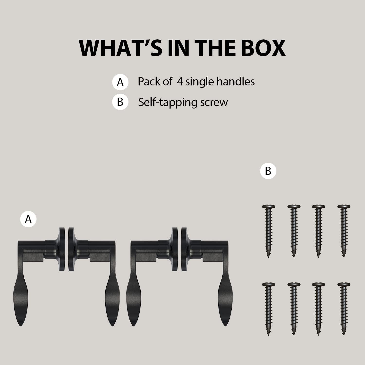 imageOhuhu Dummy Door Handles Black Door Handle Dummy Door Knob French Closet Door Handle Lever Single Side NonTurning Wave Style LeftRight Hand Satin Zinc Matte Finish Laundry Room Hallway Pantry4 Pack