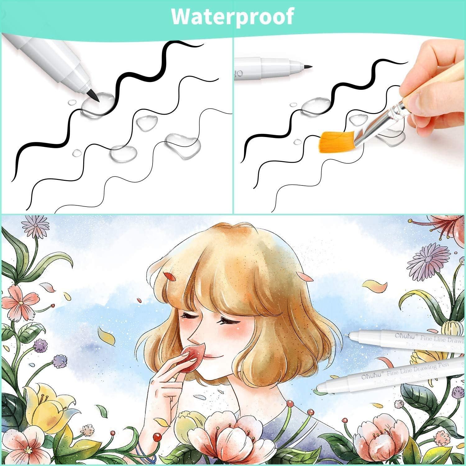 imageOhuhu Micro Fineliner Pens 8 Pack Art Sketchbook