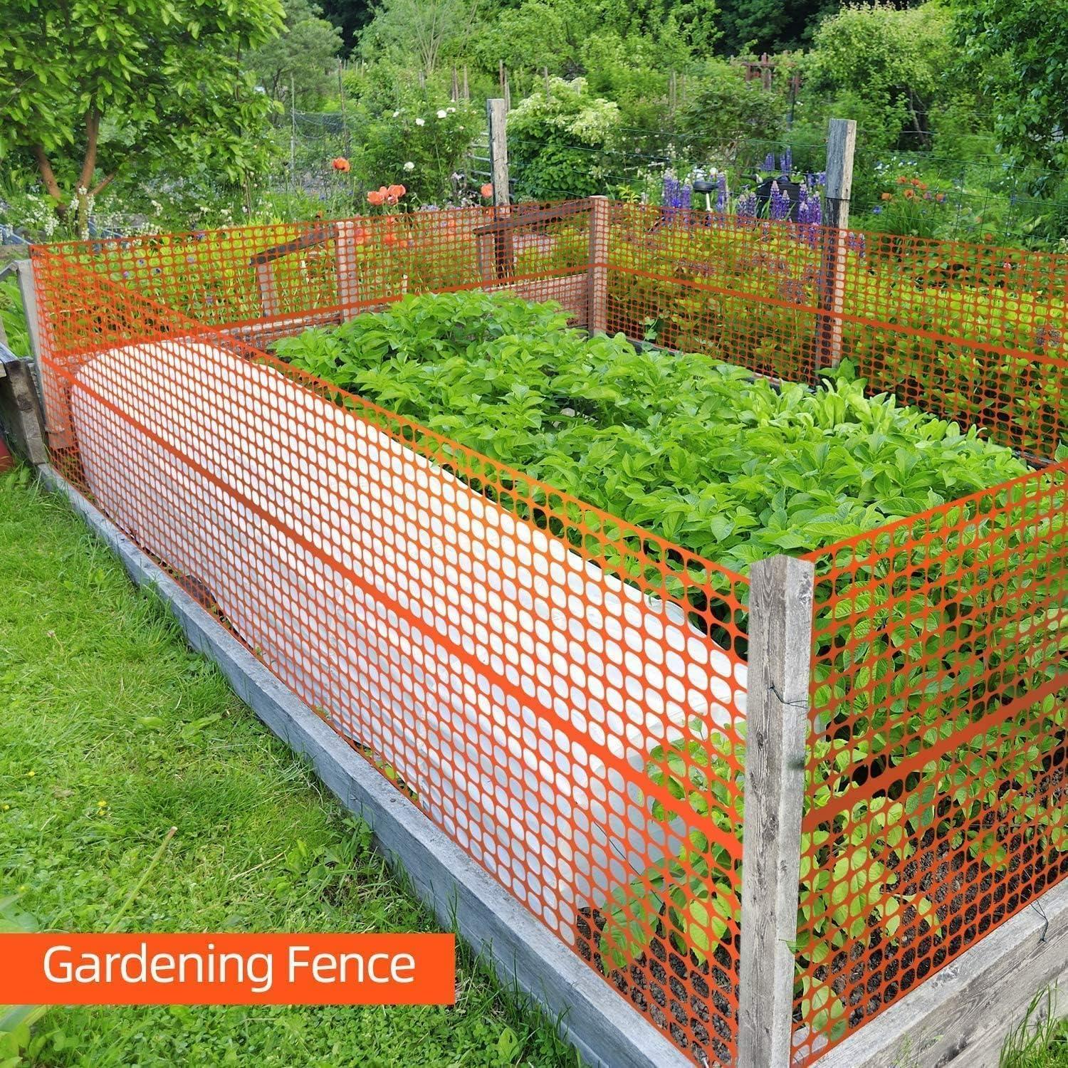 imageOhuhu Plastic Garden Snow Fence 4x100107LB Reusable Netting Plastic Safety Fence Roll Temporary Fence Snow Fencing Economy Construction Fencing Poultry Fence for Deer Rabbits Chicken DogsOrange
