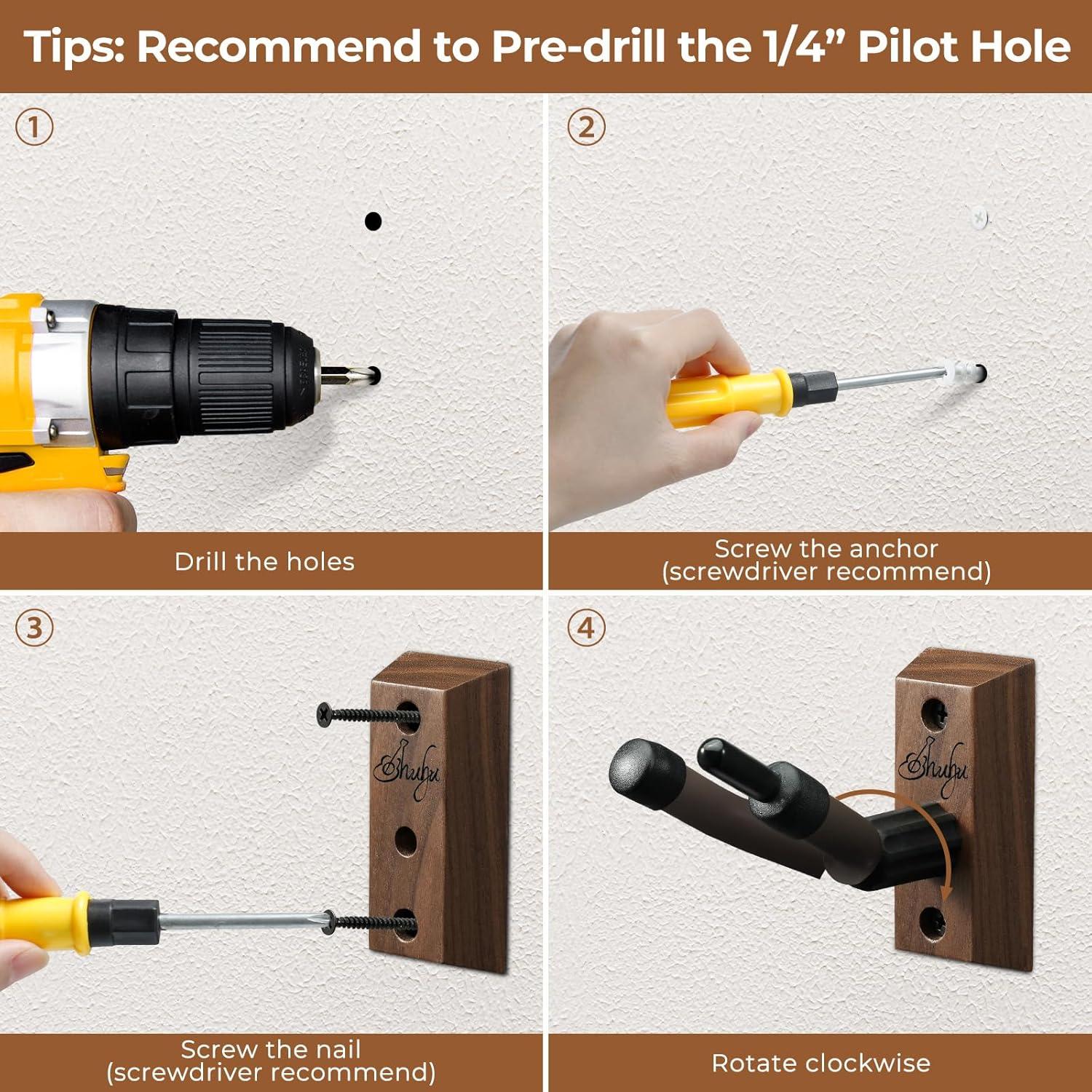 imageOhuhu Violin Wall Mount Hanger Hardwood Violin Viola Hanger with Bow Holder and Soft Padding for Home Studio Decor2