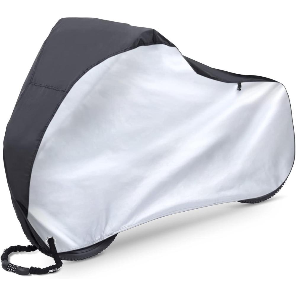 imageOhuhu Bike Cover Waterproof Outdoor Storage Bicycle Covers with Lock Hole for Mountain and Road Bikes Rain Sun Wind UV Proof