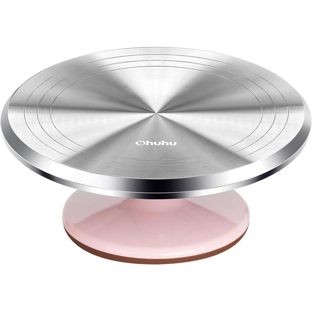 imageOhuhu Cake Stand Aluminium 12Cake Turntable Decorating Bakery Supplies BPAFree Frosting Spinner Rotating Revolving Lazy Susan Perfect GiftsPink