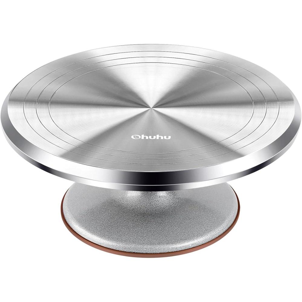 imageOhuhu Cake Stand Aluminium 12Cake Turntable Decorating Bakery Supplies  BPAFree Frosting Spinner Rotating Revolving Lazy Susan Perfect GiftsSilver