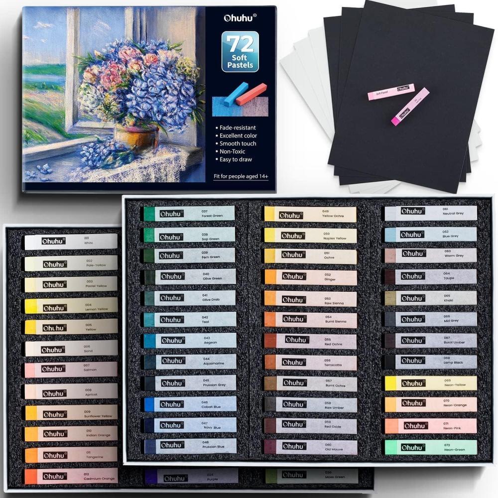 imageOhuhu Chalk Pastels Set 72 Colors Art Sketchbook