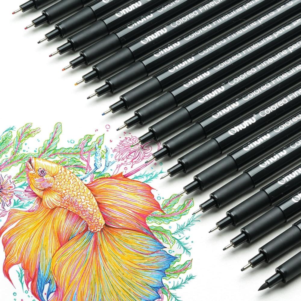 imageOhuhu Colored Fineliner Pens 18 Pack Art Sketchbook for Drawing