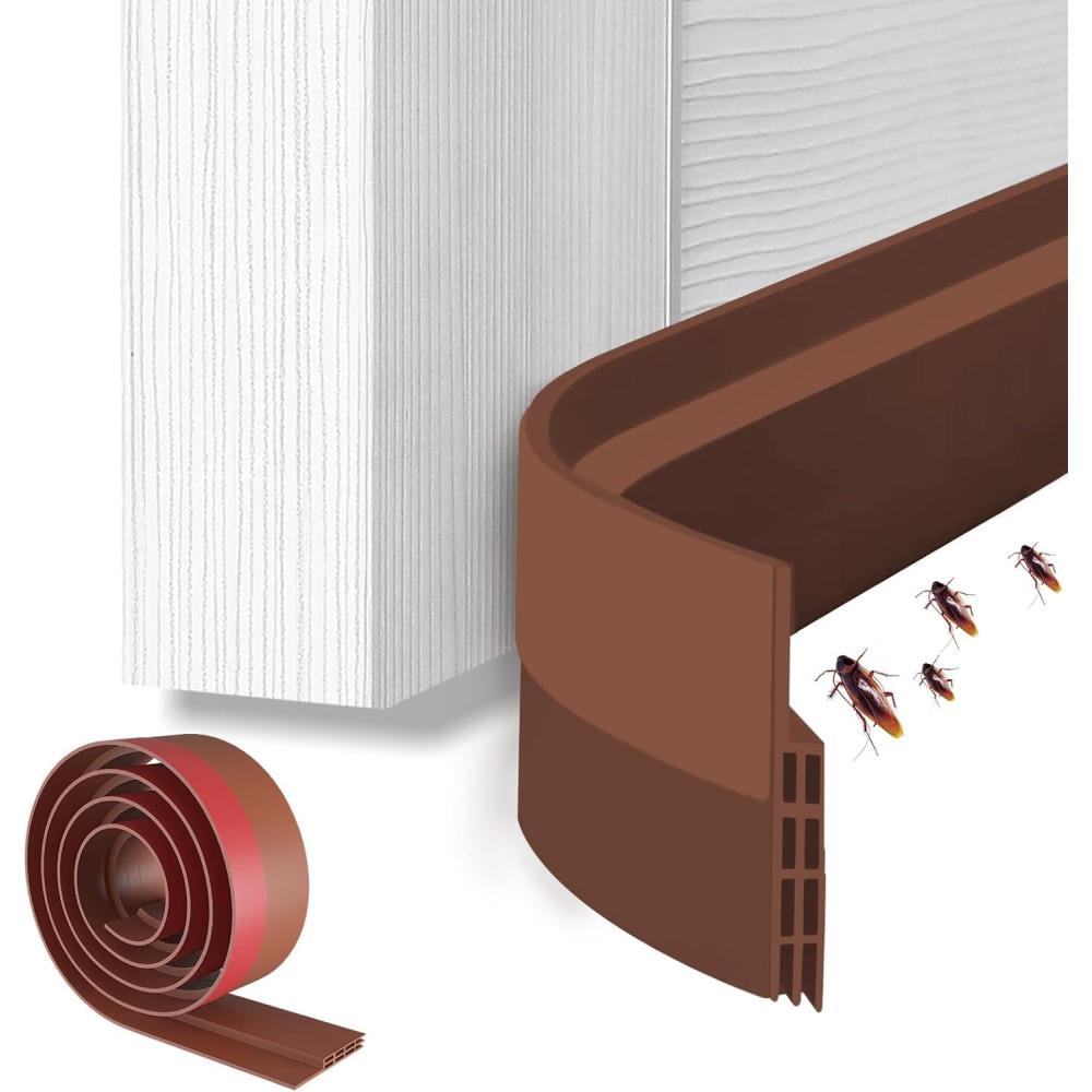imageOhuhu Door Draft Stopper Weather StripUnder Door Draft Blocker Door Sweep Seal Strip for Exterior Interior DoorsCold Winter Door Gap Filler Bottom Noise Block Draft Guard Insulator 39 L x2 W BlackBrown