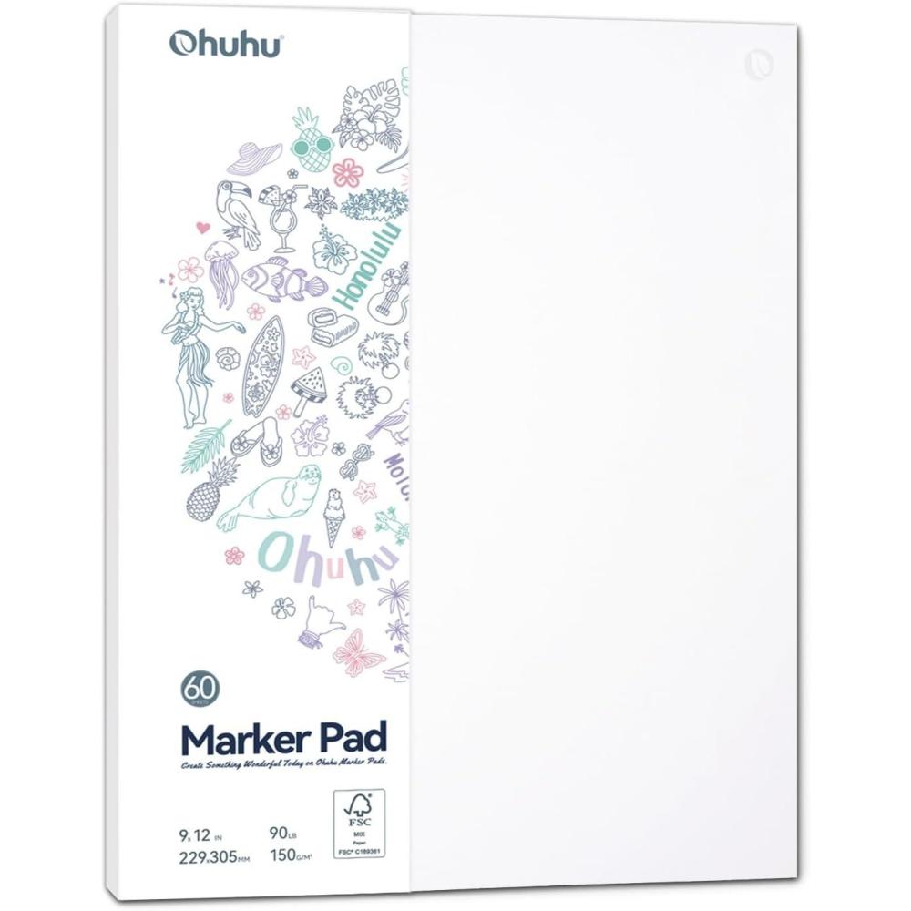 imageOhuhu DoubleSided Marker Pad Art Sketchbook Bleedproof  9x12 Large Paper Size  90 lb150 gsm Smooth Drawing Paper  60 Sheets120 Pages GlueBound Sketching Book for Alcohol Markers