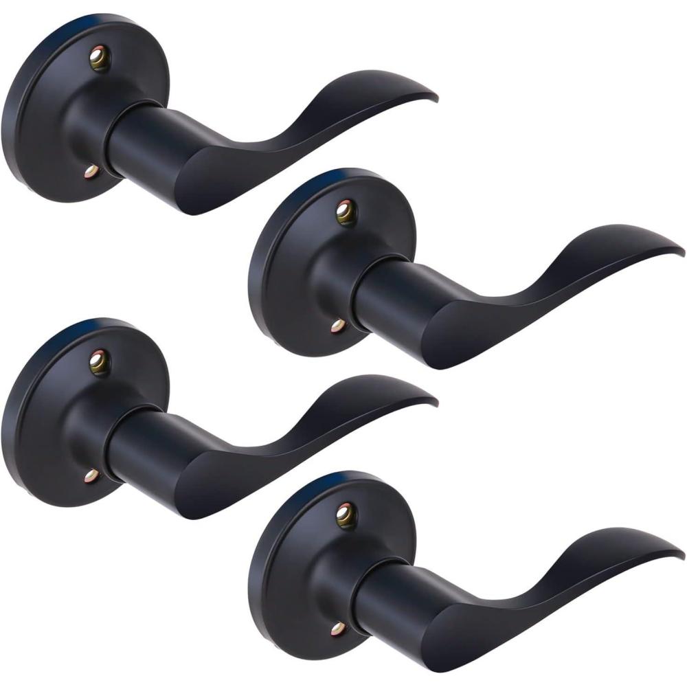 imageOhuhu Dummy Door Handles Black Door Handle Dummy Door Knob French Closet Door Handle Lever Single Side NonTurning Wave Style LeftRight Hand Satin Zinc Matte Finish Laundry Room Hallway Pantry4 Pack