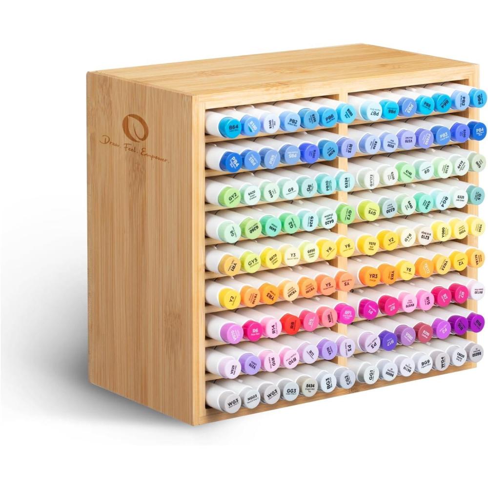 imageOhuhu Marker Organizer Bamboo Hold 126 Markers for Honolulu Oahu Honolulu B Series Alcohol Markers 24 Skin Colors Chisel amp Brush Dual Tips