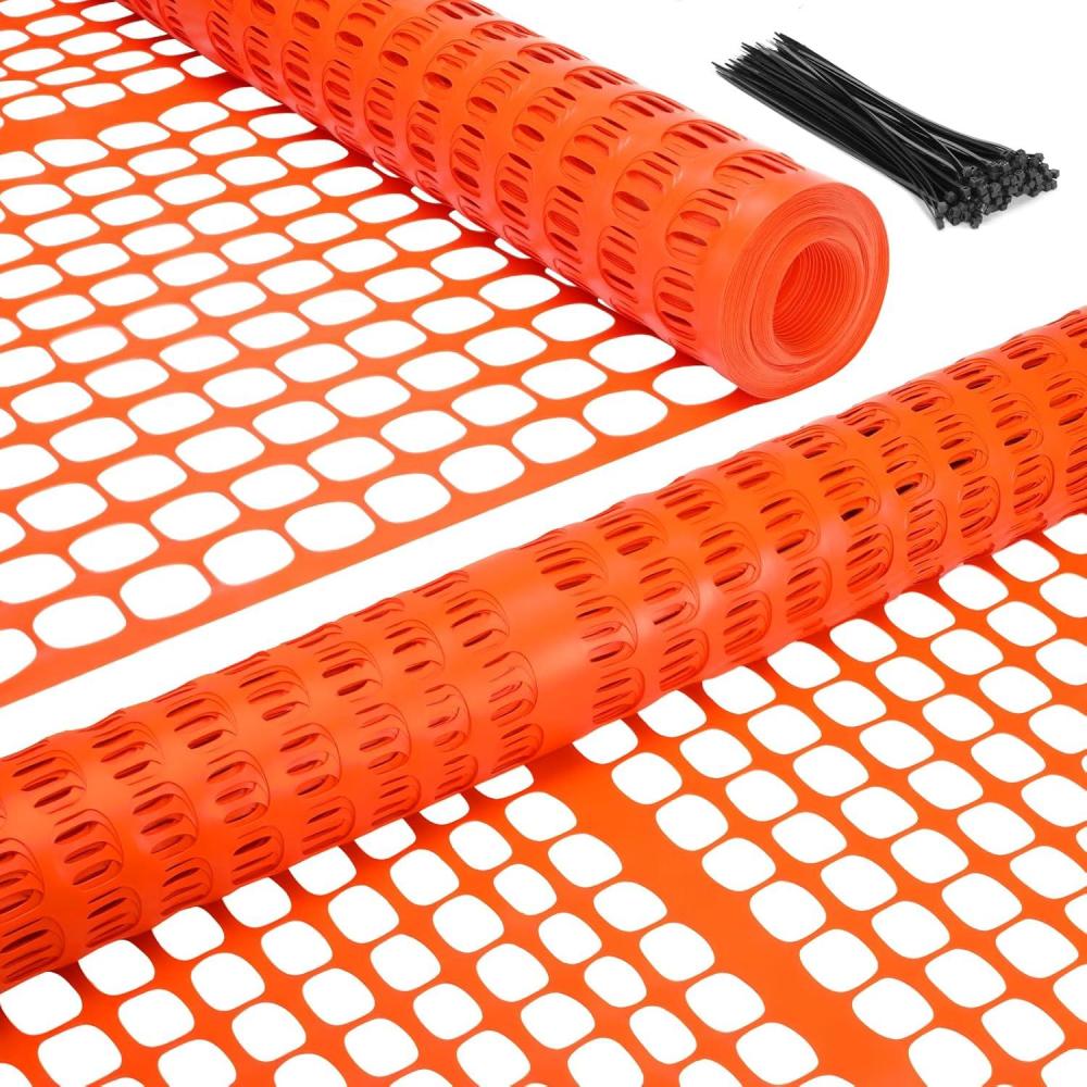 imageOhuhu Plastic Garden Snow Fence 4x100107LB Reusable Netting Plastic Safety Fence Roll Temporary Fence Snow Fencing Economy Construction Fencing Poultry Fence for Deer Rabbits Chicken DogsOrange