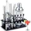 imageCocktail Shaker Set Ohuhu 17Piece Bartender Kit Bar Tool Set with Acrylic Stand Premium SodaLime Glass Drink Shaker with All Bar Accessories for Beginners Home Bar Parties