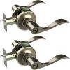 imageDoor Handle with Lock Ohuhu Bronze Door Knobs Interior Exterior Door Lock Lever with Key Antique Brass for Bedroom Bathroom Privacy not Keyed Alike Wave Style Entry locksets Zinc Alloy2 Pack