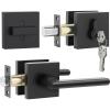 imageExterior Door Lock Set Ohuhu Heavy Duty Deadbolt Lock Entry Door Locksets with Deadbolt Matte Black Front Door Handle Modern Contemporary Square Sleek Design Zinc Alloy