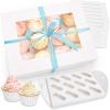 imageOhuhu Cupcake Container UPGRADED THICKEN 12 Pack 12 Count Cupcake Boxes  Food Grade Cupcake Holder with Handle Tray Window and Inserts to Hold 144 Pastry Muffin Box for Birthday Holiday Party Baker