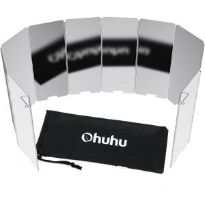 Camp Stove Windscreen, Ohuhu Camping Stove Windscreen 8/10/12 Plates Aluminum Folding Portable Camping Stove Windshield Grill Wind Screen for Camp with Carry Bag for Camping Hiking Picnic Backpacking(10 Plates)