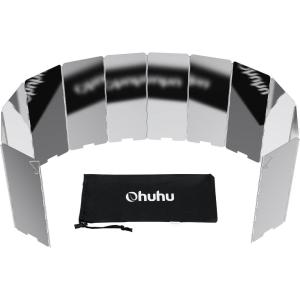 Camp Stove Windscreen, Ohuhu Camping Stove Windscreen 8/10/12 Plates Aluminum Folding Portable Camping Stove Windshield Grill Wind Screen for Camp with Carry Bag for Camping Hiking Picnic Backpacking(12 Plates)