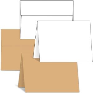 Ohuhu 100 Blank A7 White Cards and Envelopes + 100 Blank A2 Brown Cards and Envelopes