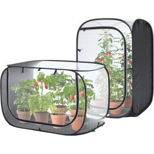 Ohuhu 36” Garden Mesh Plant Cover, 2 Pack Pop Up Plant Protector Strawberry Cover Garden Net Cage Wind Protection for Plants Outdoor with Storage Bag 24 x 24 x 36 Inches(2)