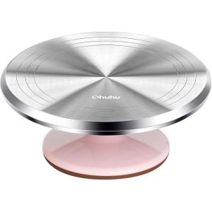 Ohuhu Cake Stand, Aluminium 12”Cake Turntable Decorating Bakery Supplies – BPA-Free Frosting Spinner Rotating Revolving Lazy Susan Perfect Gifts(Pink)