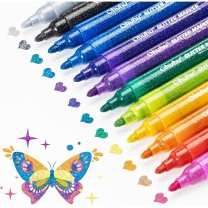 Ohuhu Glitter Markers + Mixed Media Pad