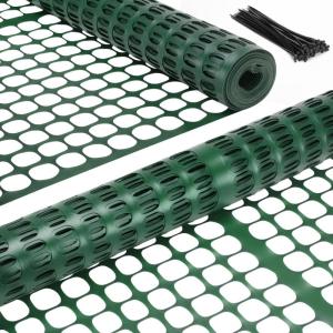 Ohuhu Plastic Garden Snow Fence, 4’x100’/10.7LB Reusable Netting Plastic Safety Fence Roll, Temporary Fence Snow Fencing Economy Construction Fencing Poultry Fence for Deer Rabbits Chicken Dogs(Green)